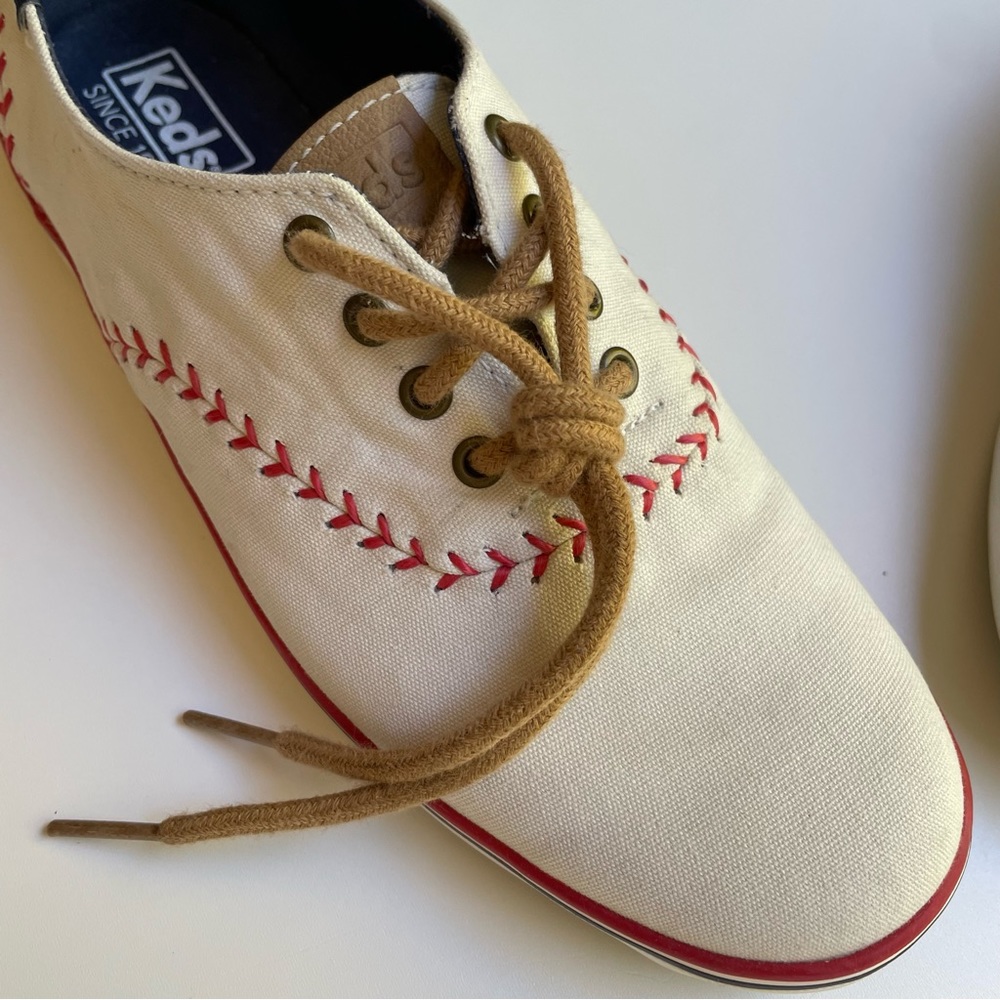 Keds Baseball Boston Red Sox Women’s Sneakers Lace Up White Shoes 7 - Picture 11 of 15